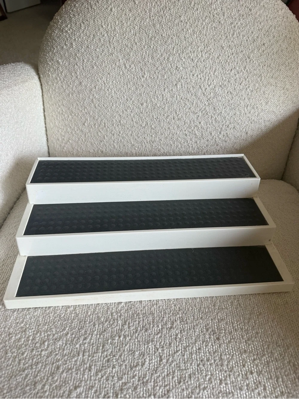 White 3-Tier Display Stand with Black Non-Slip Pads